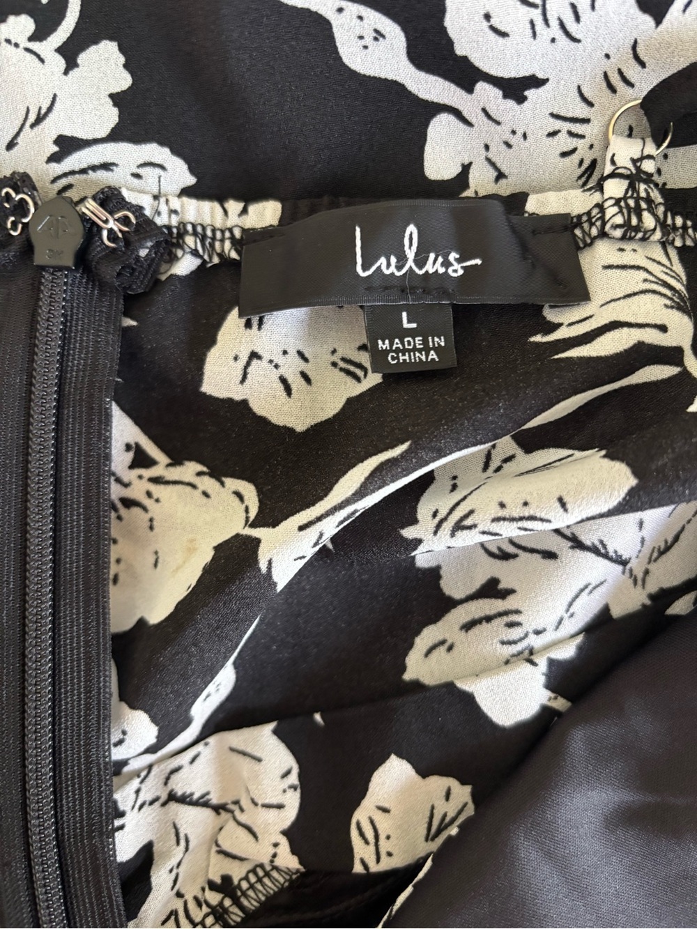 Lulus Darling Daylily Floral High Low Maxi Dress Black White Size L - Picture 11 of 12